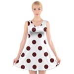 Polka Dots - Bulgarian Rose Red on White V-Neck Sleeveless Dress
