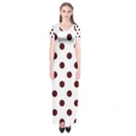 Polka Dots - Bulgarian Rose Red on White Short Sleeve Maxi Dress