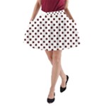 Polka Dots - Bulgarian Rose Red on White A-Line Pocket Skirt