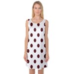 Polka Dots - Bulgarian Rose Red on White Sleeveless Satin Nightdress