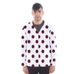 Polka Dots - Bulgarian Rose Red on White Hooded Wind Breaker (Men)