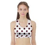 Polka Dots - Bulgarian Rose Red on White Women s Sports Bra with Border