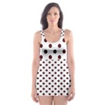 Polka Dots - Bulgarian Rose Red on White Skater Dress Swimsuit