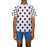 Polka Dots - Bulgarian Rose Red on White Kid s Short Sleeve Swimwear