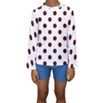 Polka Dots - Bulgarian Rose Red on White Kid s Long Sleeve Swimwear