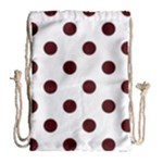 Polka Dots - Bulgarian Rose Red on White Drawstring Bag (Large)