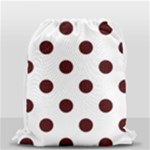 Polka Dots - Bulgarian Rose Red on White Drawstring Bag (Small)