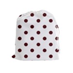 Polka Dots - Bulgarian Rose Red on White Drawstring Pouch (XL)