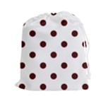 Polka Dots - Bulgarian Rose Red on White Drawstring Pouch (XXl)