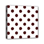 Polka Dots - Bulgarian Rose Red on White Mini Canvas 6  x 6  (Stretched)