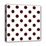 Polka Dots - Bulgarian Rose Red on White Mini Canvas 8  x 8  (Stretched)