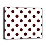 Polka Dots - Bulgarian Rose Red on White Canvas 14  x 11  (Stretched)