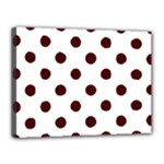Polka Dots - Bulgarian Rose Red on White Canvas 16  x 12  (Stretched)