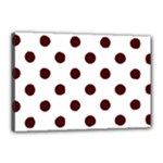 Polka Dots - Bulgarian Rose Red on White Canvas 18  x 12  (Stretched)