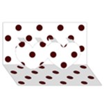 Polka Dots - Bulgarian Rose Red on White Twin Hearts 3D Greeting Card (8x4)