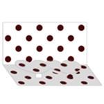 Polka Dots - Bulgarian Rose Red on White Twin Heart Bottom 3D Greeting Card (8x4)