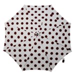 Polka Dots - Bulgarian Rose Red on White Hook Handle Umbrella (Medium)