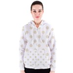 Polka Dots - Pearl Brown on White Women s Zipper Hoodie
