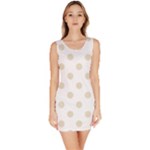 Polka Dots - Pearl Brown on White Bodycon Dress