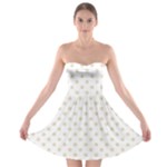 Polka Dots - Pearl Brown on White Strapless Bra Top Dress