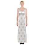Polka Dots - Pearl Brown on White Maxi Thigh Split Dress