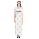 Polka Dots - Pearl Brown on White Short Sleeve Maxi Dress