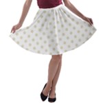 Polka Dots - Pearl Brown on White A-line Skater Skirt