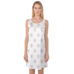 Polka Dots - Pearl Brown on White Sleeveless Satin Nightdress