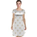 Polka Dots - Pearl Brown on White Cap Sleeve Nightdress