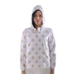 Polka Dots - Pearl Brown on White Hooded Wind Breaker (Women)