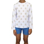 Polka Dots - Pearl Brown on White Kid s Long Sleeve Swimwear