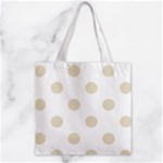 Polka Dots - Pearl Brown on White Zipper Grocery Tote Bag