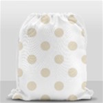 Polka Dots - Pearl Brown on White Drawstring Bag (Small)