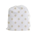 Polka Dots - Pearl Brown on White Drawstring Pouch (XL)
