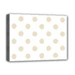 Polka Dots - Pearl Brown on White Deluxe Canvas 16  x 12  (Stretched)
