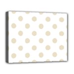 Polka Dots - Pearl Brown on White Deluxe Canvas 20  x 16  (Stretched)