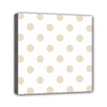 Polka Dots - Pearl Brown on White Mini Canvas 6  x 6  (Stretched)