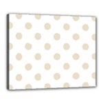 Polka Dots - Pearl Brown on White Canvas 20  x 16  (Stretched)