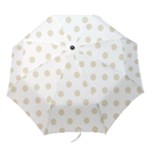 Polka Dots - Pearl Brown on White Folding Umbrella