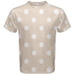 Polka Dots - White on Almond Brown Men s Cotton Tee