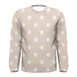 Polka Dots - White on Almond Brown Men s Long Sleeve T-shirt