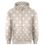 Polka Dots - White on Almond Brown Men s Zipper Hoodie