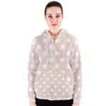 Polka Dots - White on Almond Brown Women s Zipper Hoodie
