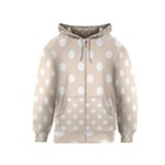 Polka Dots - White on Almond Brown Kid s Zipper Hoodie