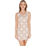 Polka Dots - White on Almond Brown Bodycon Dress