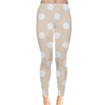 Polka Dots - White on Almond Brown Women s Leggings