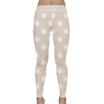 Polka Dots - White on Almond Brown Yoga Leggings