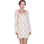 Polka Dots - White on Almond Brown Long Sleeve Nightdress