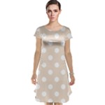 Polka Dots - White on Almond Brown Cap Sleeve Nightdress