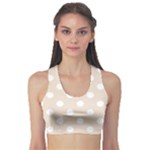 Polka Dots - White on Almond Brown Women s Sports Bra